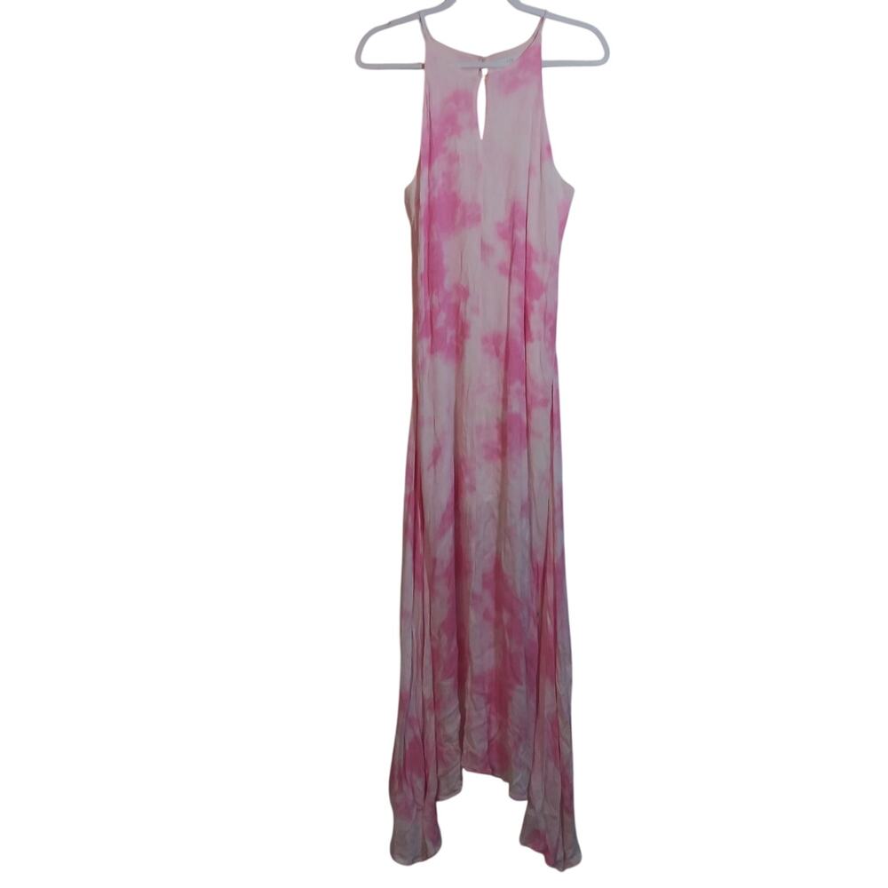 NSR Pink Tie Dye Handkerchief Hem Sleeveless Maxi Dress Size M